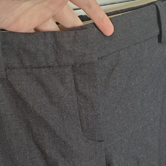 THEORY Charcoal Wool-Blend Mid-Rise Wide-Leg Tailored Dress Pants Size 4 - Picture 4 of 15